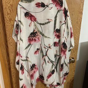 Floral Kimono Loose - White with Floral